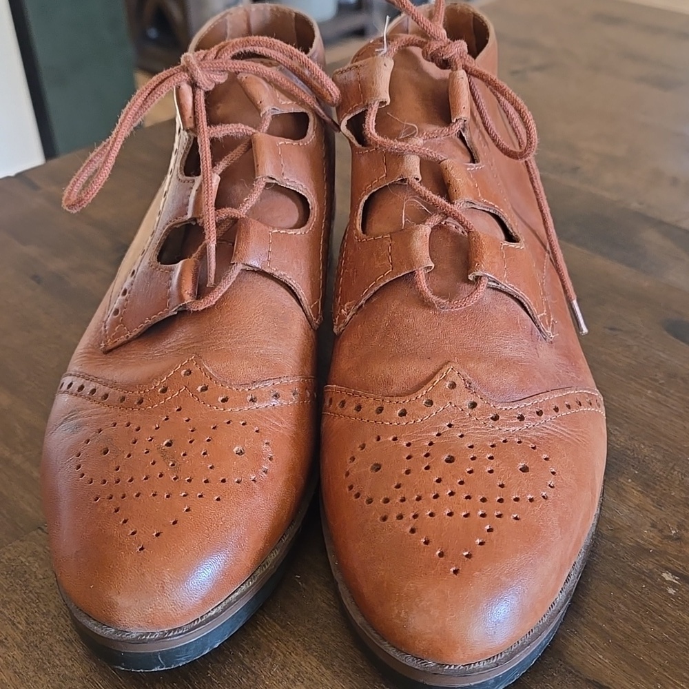 Dr. Scholl's Tan Leather Shoes Oxford Lace Up Business Office Academia Size 7